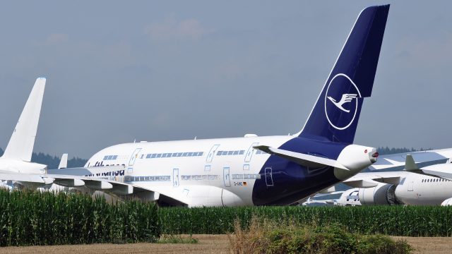 Lufthansa Airbus A380 stored aircraft