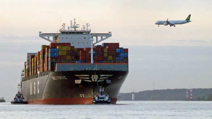 MSC container ship and aircraft